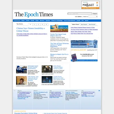Epoch Times startsida 2010