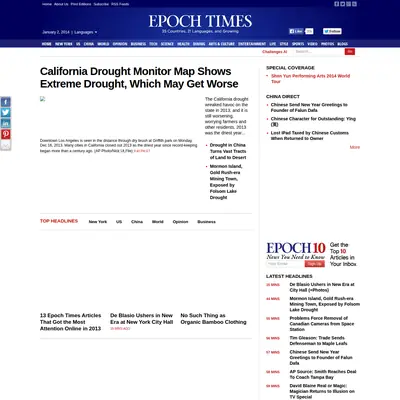 Epoch Times startsida 2014