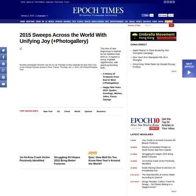 Epoch Times startsida 2015