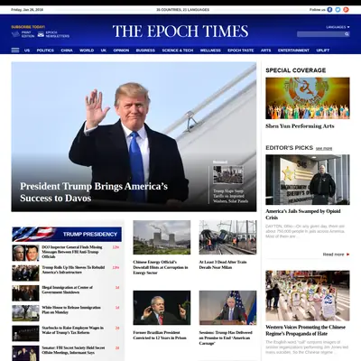 Epoch Times startsida 2018