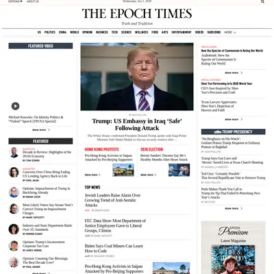 Epoch Times startsida 2020