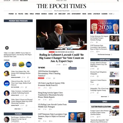 Epoch Times startsida 2021