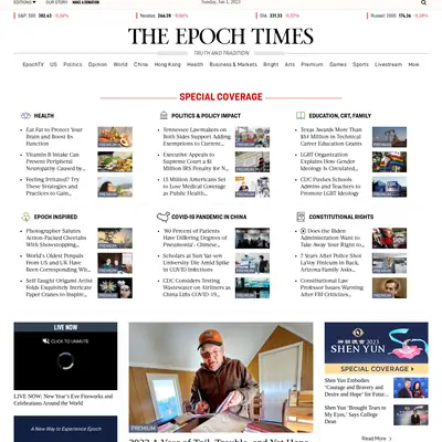 Epoch Times startsida 2023