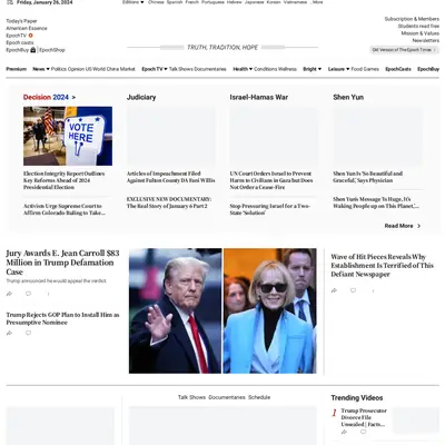 Epoch Times startsida 2024