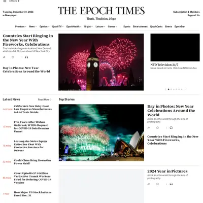 Epoch Times startsida 2025