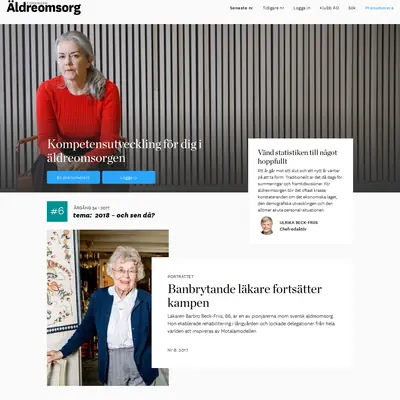 Tidningen Äldreomsorg startsida 2018