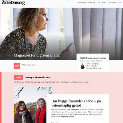 Tidningen Äldreomsorg startsida 2023