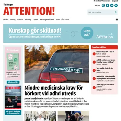 www.tidningenattention.se startsida 2025