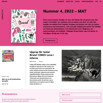 BRAND - ANARKISTISK TIDNING startsida 2023