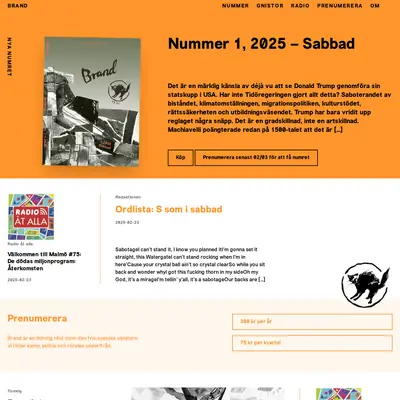 BRAND - ANARKISTISK TIDNING startsida 2025