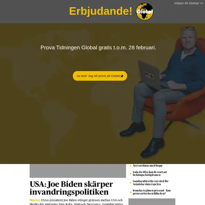 Tidningen Global, tidningenglobal.se startsida 2023