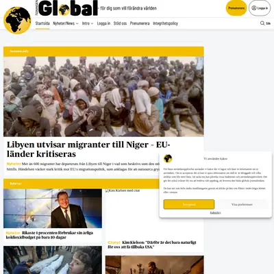 Tidningen Global, tidningenglobal.se startsida 2025
