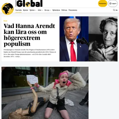 Tidningen Global, tidningenglobal.se startsida 2026