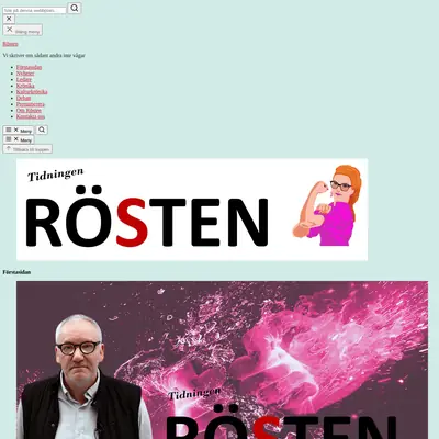 Tidningen Rösten, tidningenrosten.se startsida 2021
