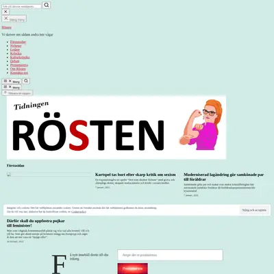 Tidningen Rösten, tidningenrosten.se startsida 2022