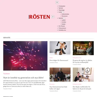 Tidningen Rösten, tidningenrosten.se startsida 2025