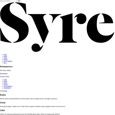 Syre, tidningensyre.se startsida 2017