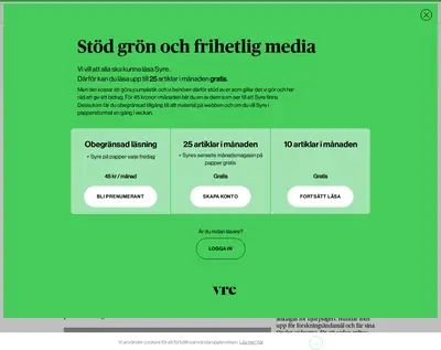 Syre, tidningensyre.se startsida 2019