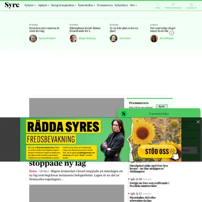 Syre, tidningensyre.se startsida 2024
