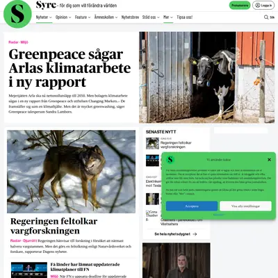 Syre, tidningensyre.se startsida 2025