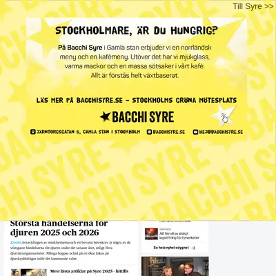 Syre, tidningensyre.se startsida 2026