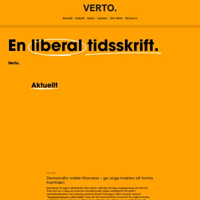 VERTO, www.tidningenverto.se startsida 2025
