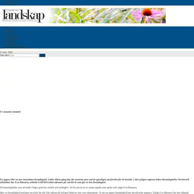 Tidskriften Landskap startsida 2020
