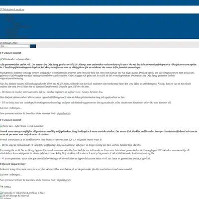 Tidskriften Landskap startsida 2024