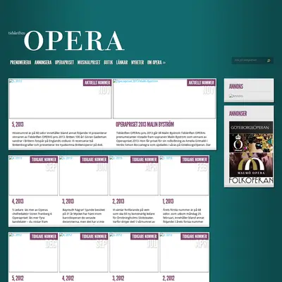 Tidskriften OPERA startsida 2013