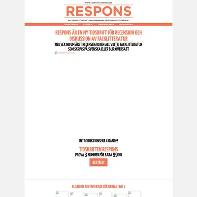 tidskriftenrespons.se startsida 2012