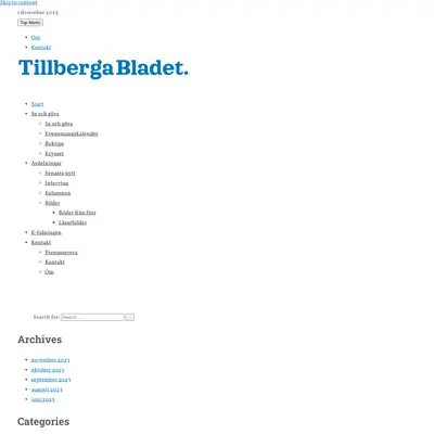 TillbergaBladet startsida 2023