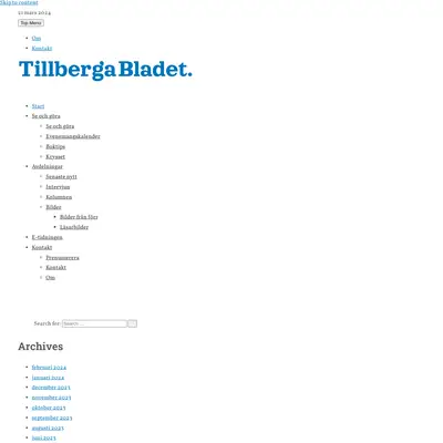TillbergaBladet startsida 2024