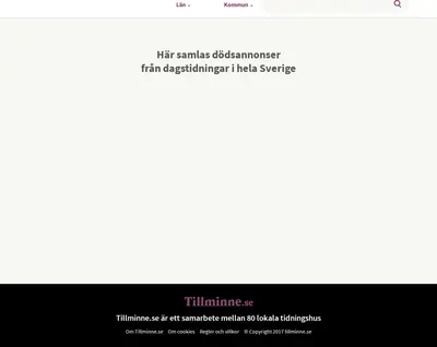 www.tillminne.se startsida 2018