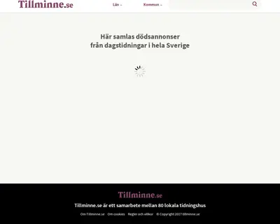 www.tillminne.se startsida 2021