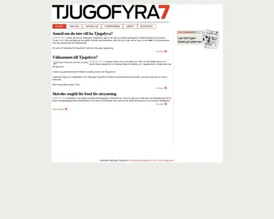 www.tjugofyra7.se startsida 2009