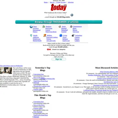 Today startsida 2009