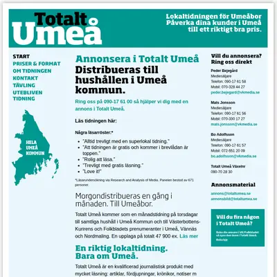 Totalt Umeå startsida 2021