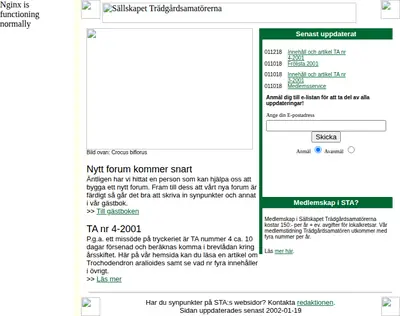 TrädgårdsAmatören startsida 2002