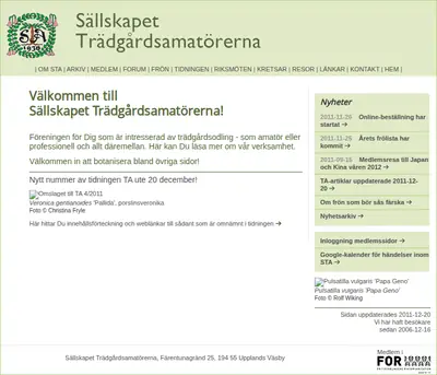 TrädgårdsAmatören startsida 2012
