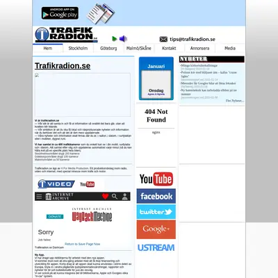 Trafikradion.se startsida 2015