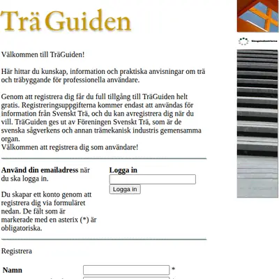 www.traguiden.se startsida 2003