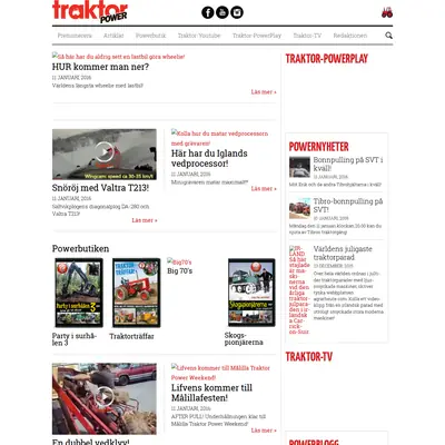 Traktor Power startsida 2016