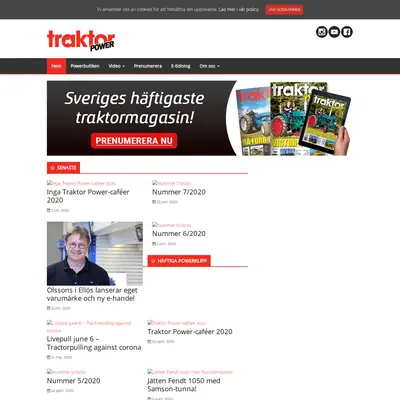 Traktor Power startsida 2020