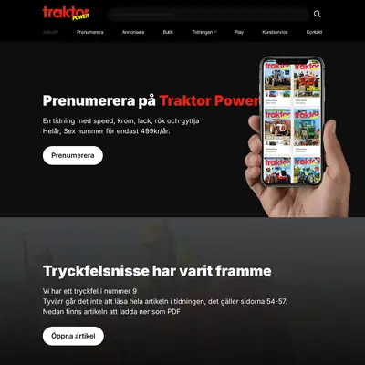 Traktor Power startsida 2025