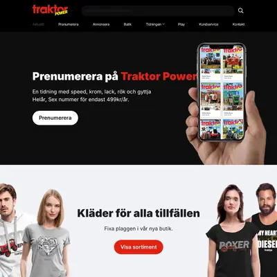 Traktor Power startsida 2026
