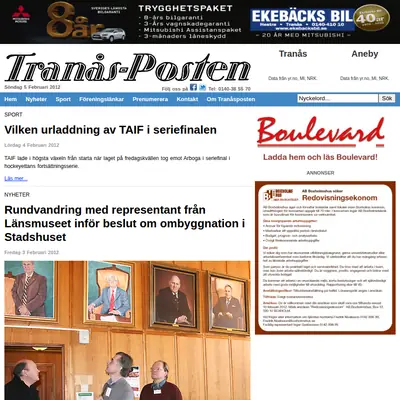 Tranås - Posten startsida 2012