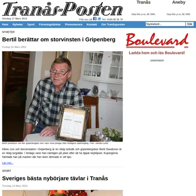 Tranås - Posten startsida 2013