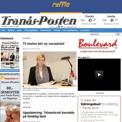 Tranås - Posten startsida 2015