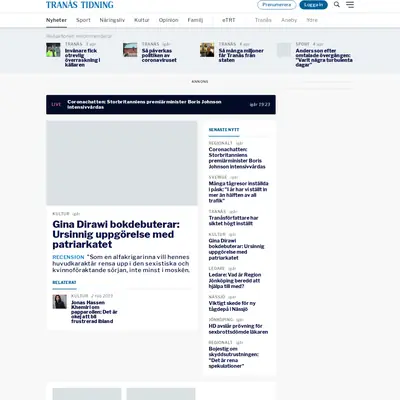 www.tranastidning.se startsida 2020