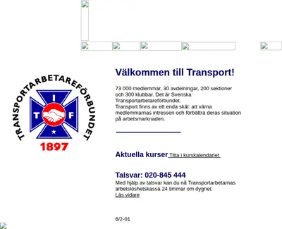 www.transport.se startsida 2001